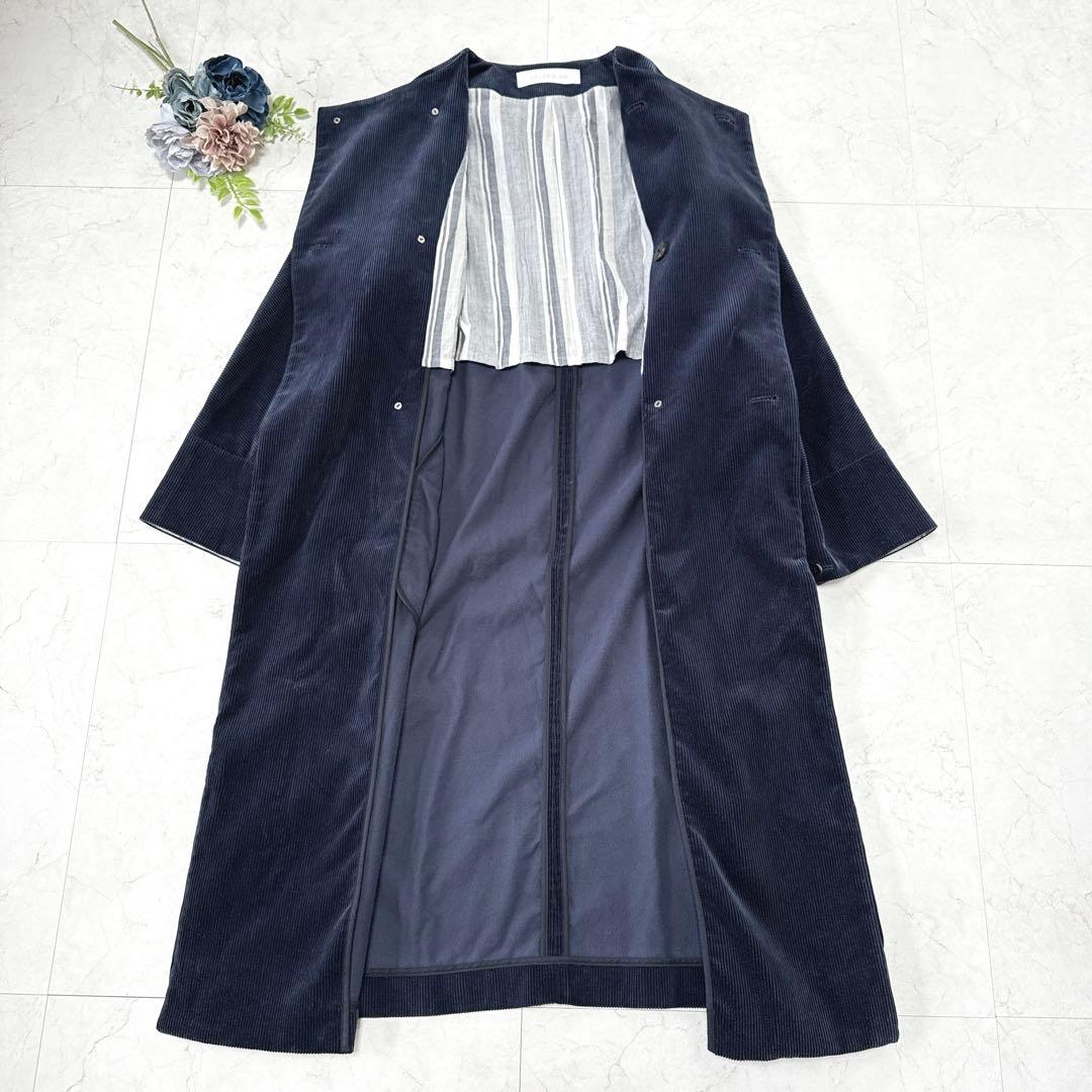 極美品☆GALERIE VIE　5万　コットンコーデュロイ　コート　ネイビー