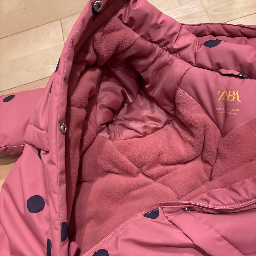 ZARA スキー　ジャンプスーツ　着一のみ　ピンク　ドット　水玉　98cm