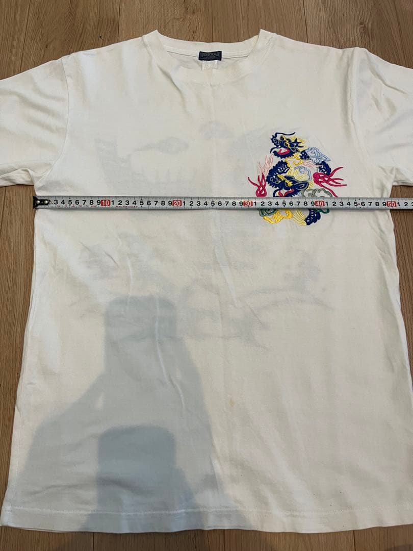 【希少】東洋エンタープライズ 刺繍 Tシャツ 龍 ドラゴン 白 スカT