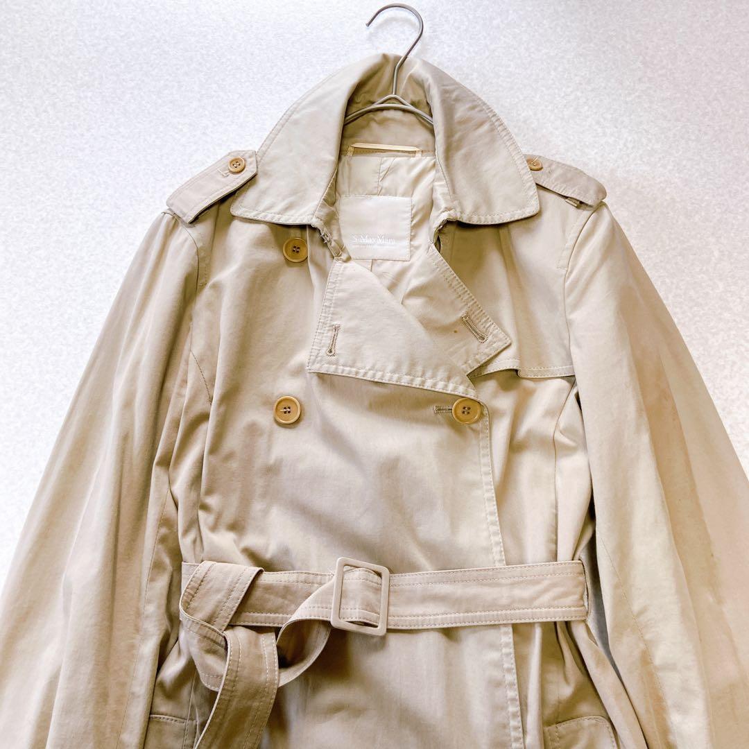 S Max Mara トレンチコート　ベルト付　バックプリーツ　38M相当