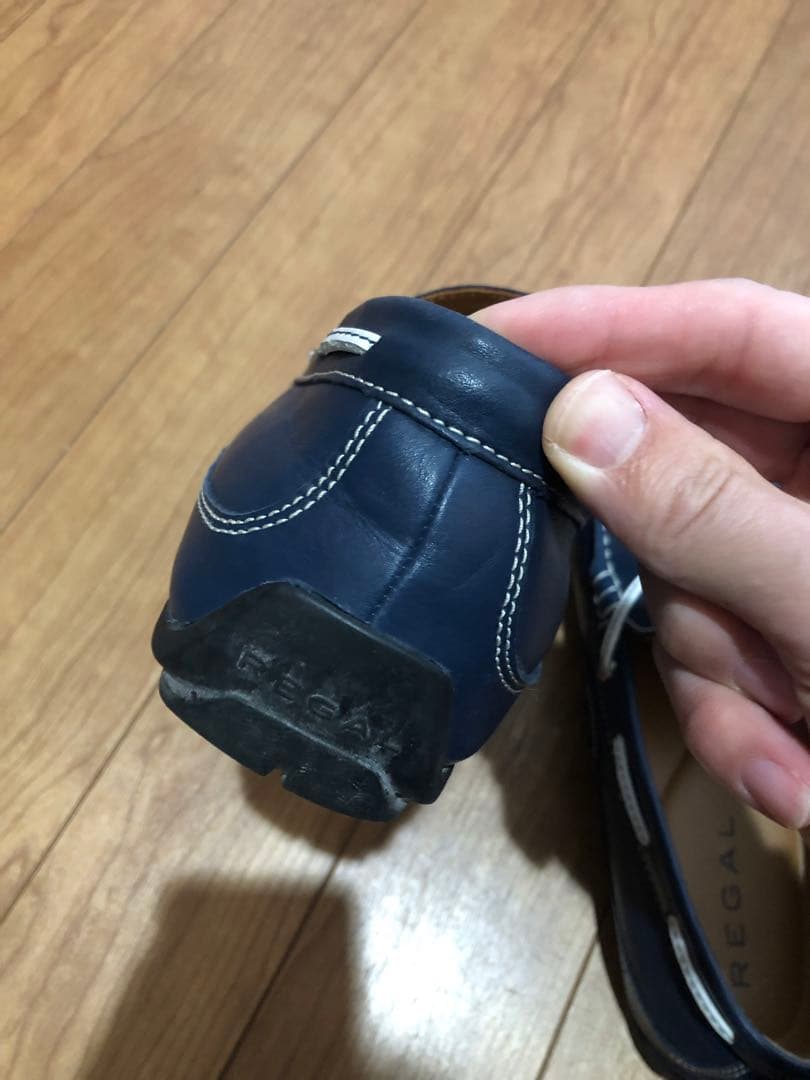 【美品】REGAL リーガル デッキシューズ 本革レザー ネイビー