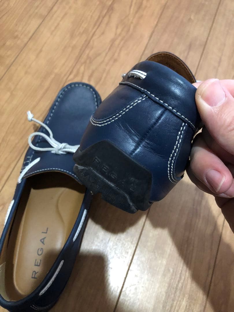 【美品】REGAL リーガル デッキシューズ 本革レザー ネイビー