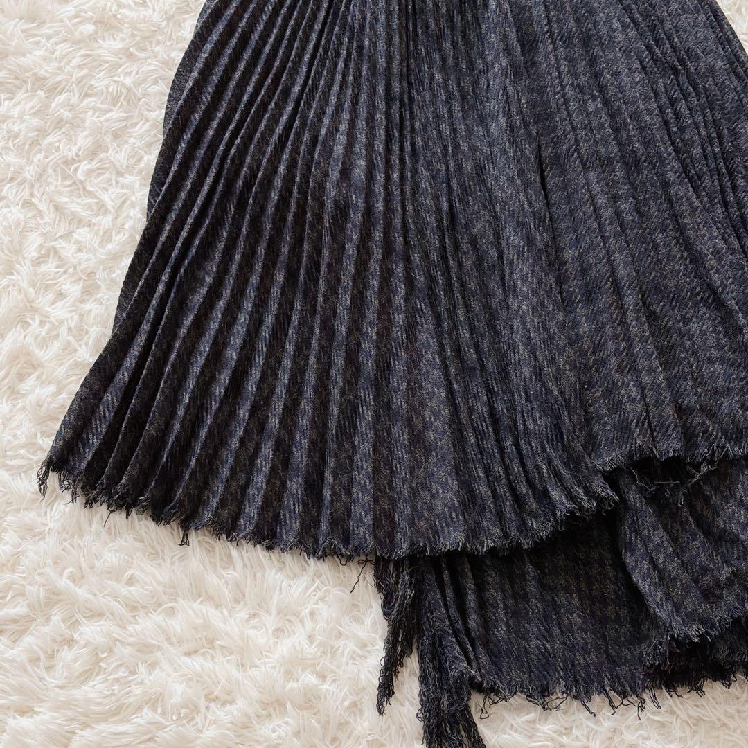 Sacai チェック柄 ラッププリーツスカート ベルト付き アシンメトリー