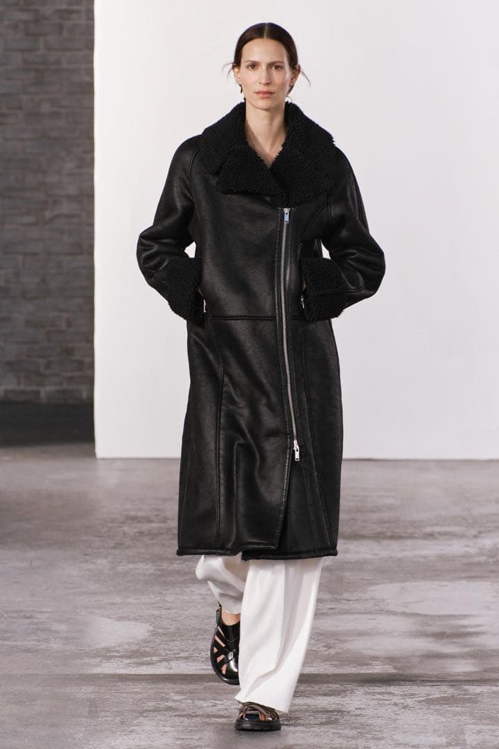 ZARA 定価22,990円 ダブルフェイス ロングライダースコート XS-S