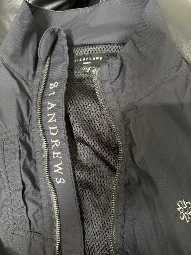 ST ANDREWS メンズブラック ジップアップベスト