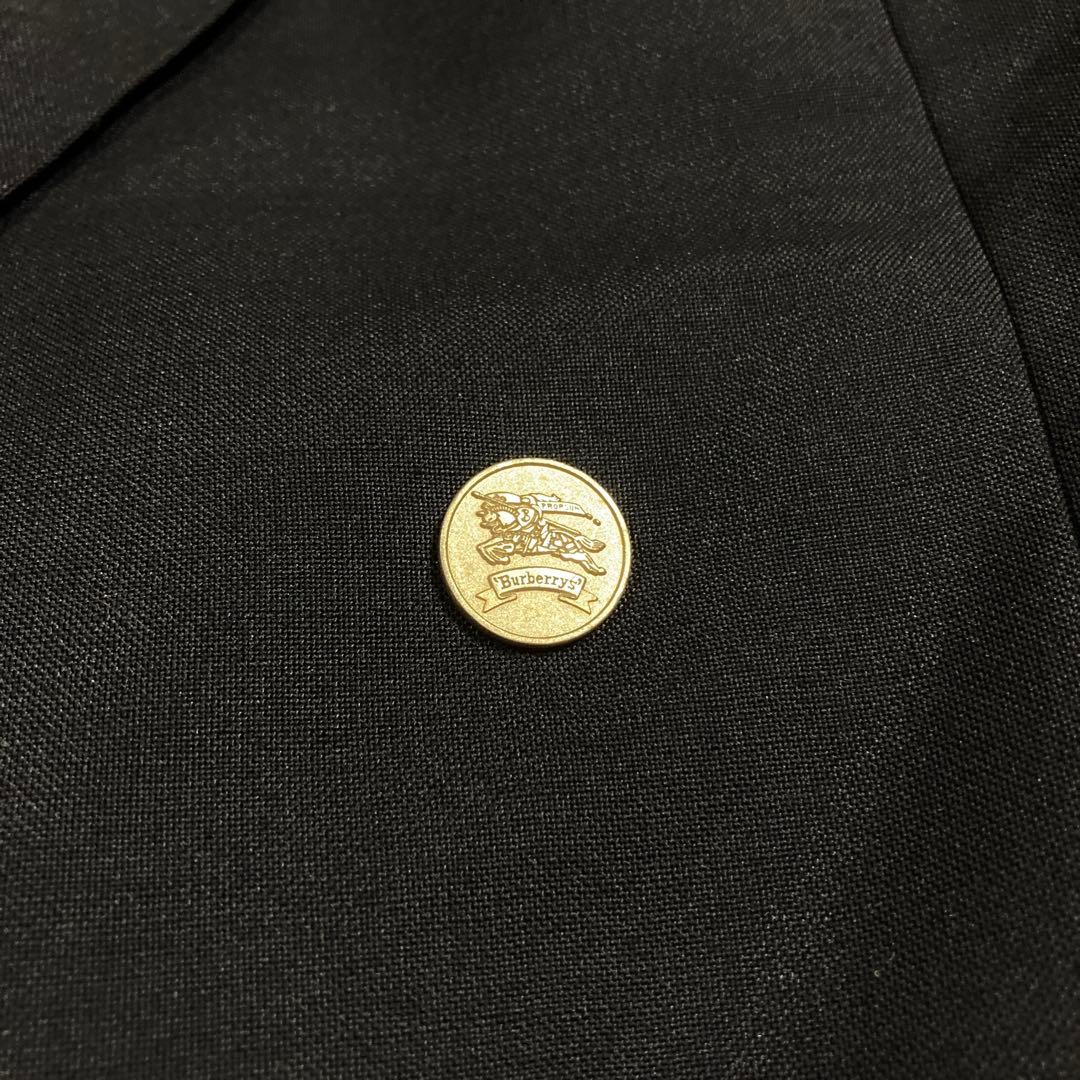 バーバリーズ 紺ブレ テーラードジャケット 金ボタン モヘア混 背抜き 騎士柄