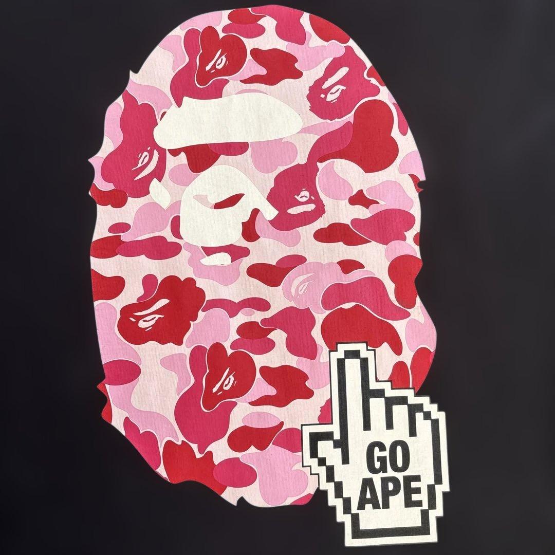 【美品】BAPE ピンクカモ ビッグエイプヘッド Tシャツ ブラック 2XL