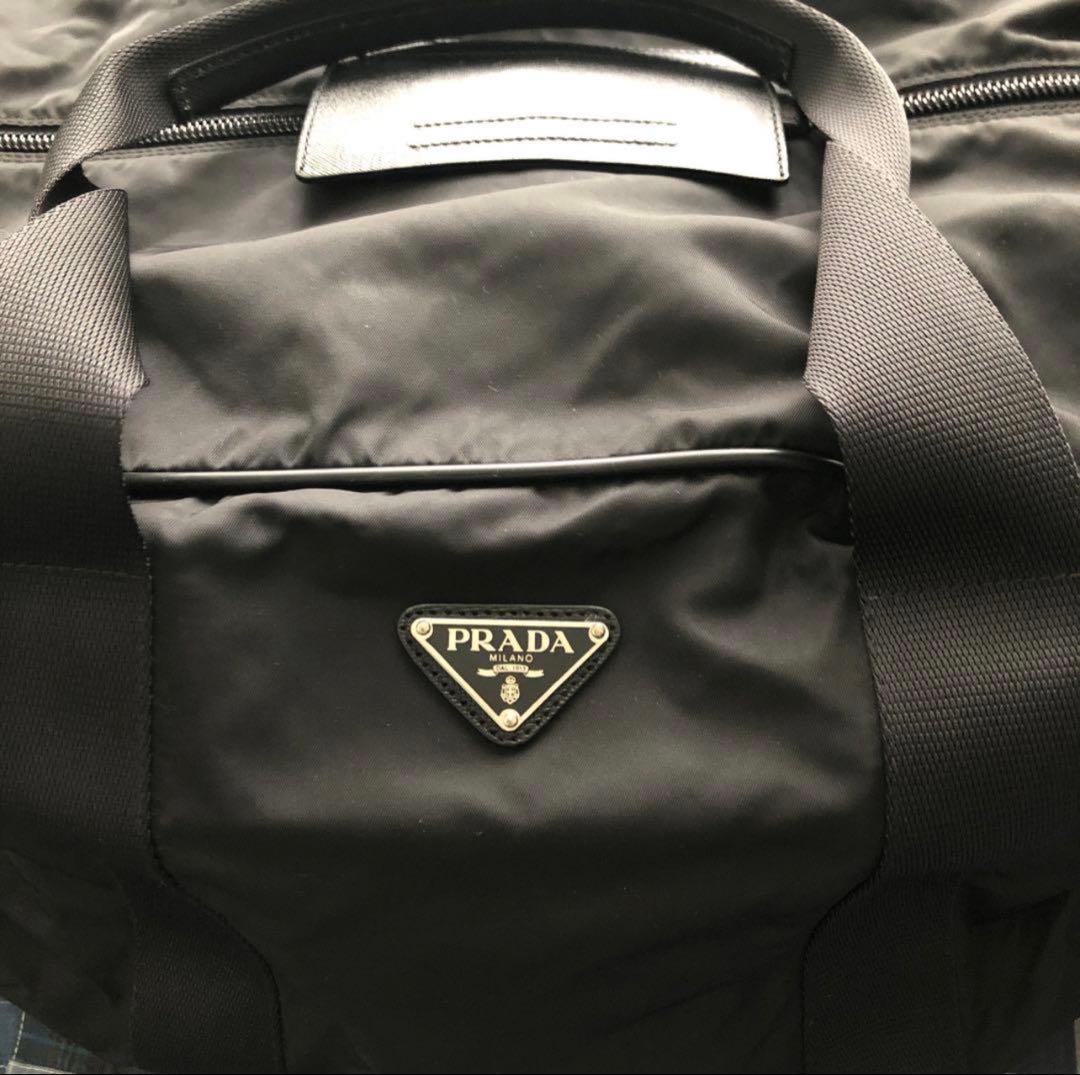 PRADA プラダ ボストンバッグ ナイロン レザー 黒 ブラック V70