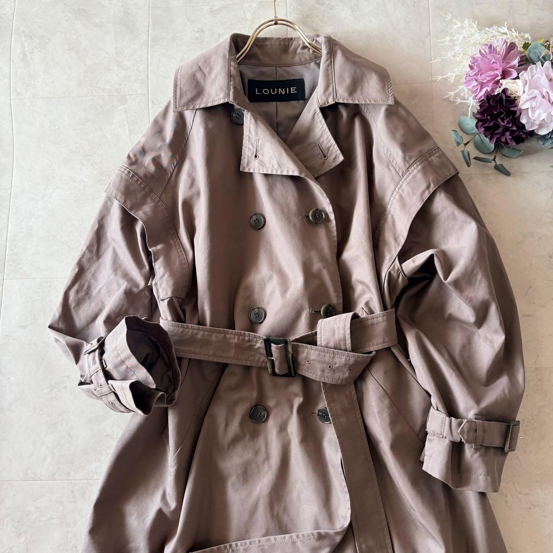 NO.7-138 LOUNIE 2wayトレンチコート　ジレ　ロング　カーキ38