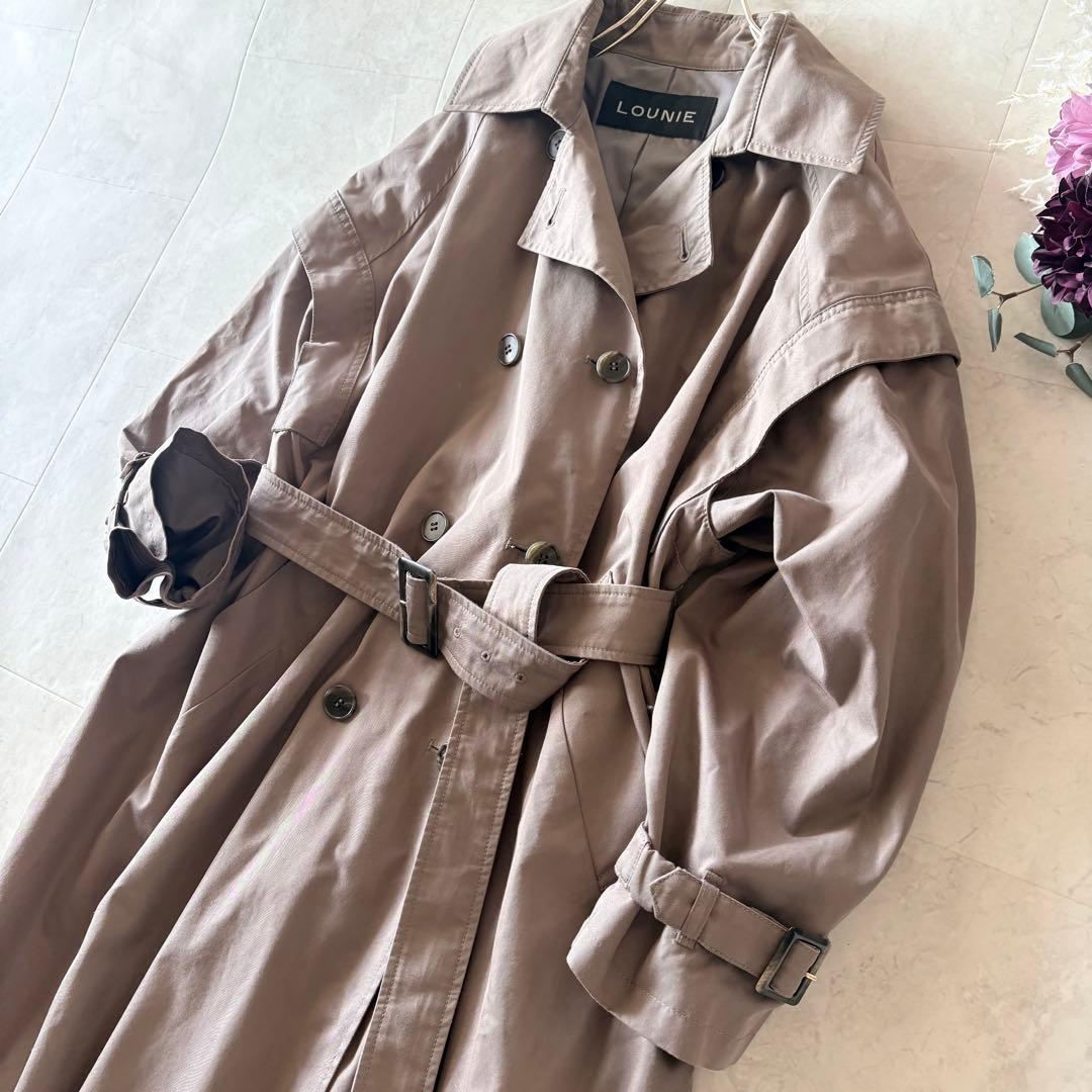 NO.7-138 LOUNIE 2wayトレンチコート　ジレ　ロング　カーキ38
