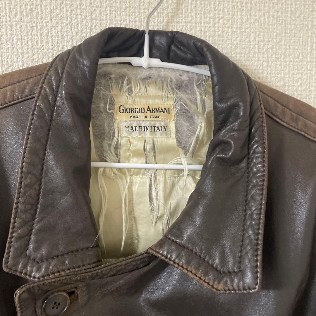 80's Giorgio Armani ダークブラウン レザージャケット