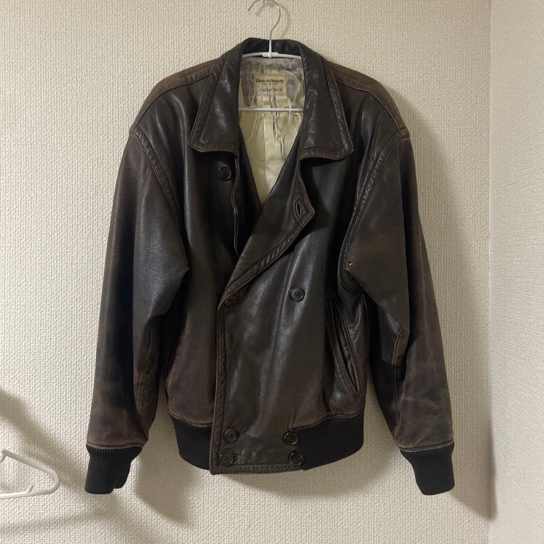80's Giorgio Armani ダークブラウン レザージャケット