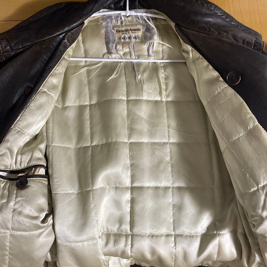 80's Giorgio Armani ダークブラウン レザージャケット