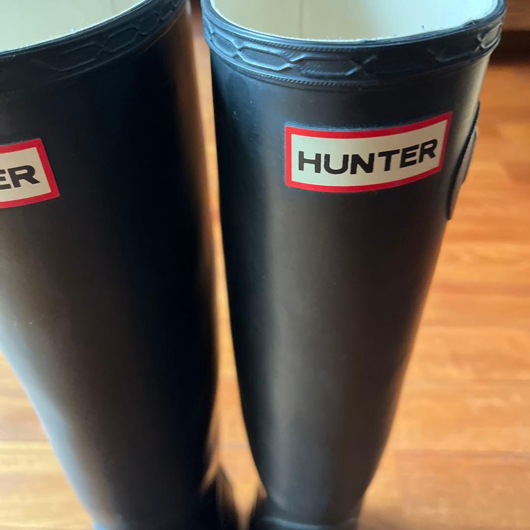 HUNTER ブラック レインブーツ バックル付き