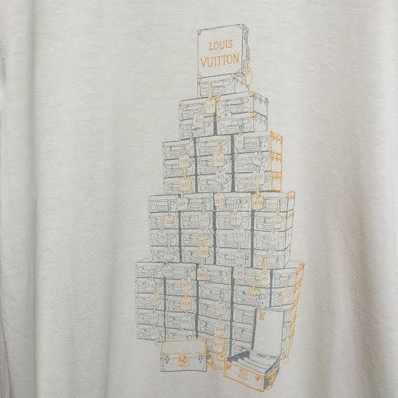 ルイヴィトン Tシャツ トランク柄 クリーム色 Mサイズ