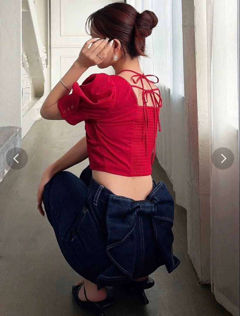 RESEXXY バックリボンデニムパンツ ジーンズ インディゴ