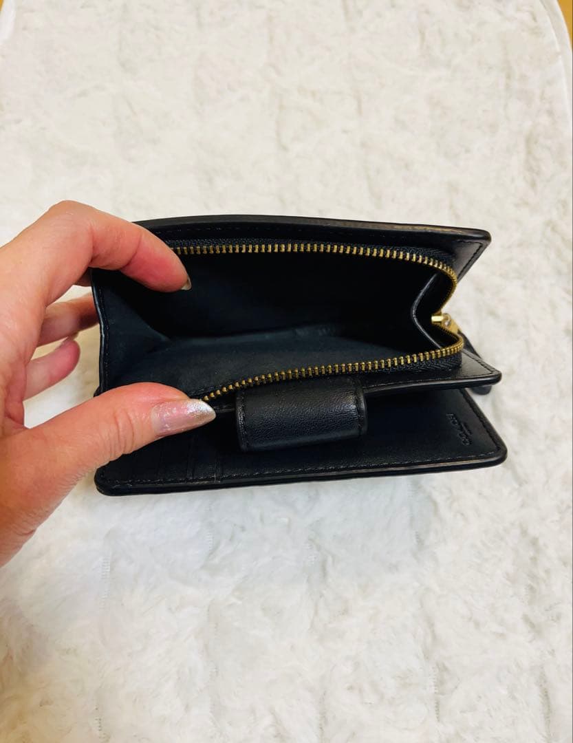 COACH コーチ 二つ折り財布 ブラック シグネチャー レザー ウォレット
