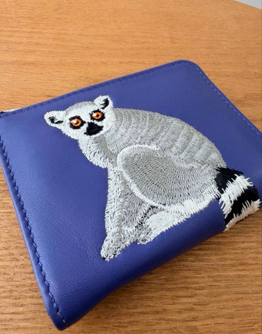 sampo×ear ワオキツネザル レザー刺繍 折り財布