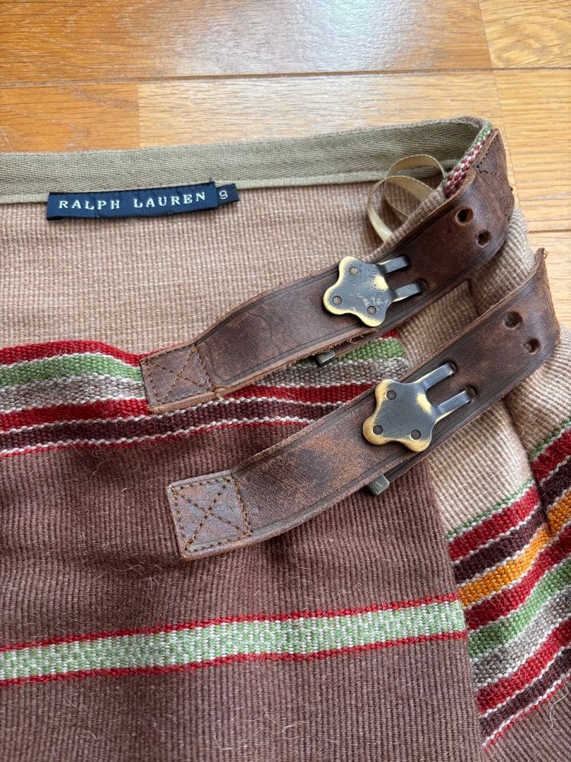 Ralph Lauren ストライプ アシンメトリー ラップ フレアスカート9
