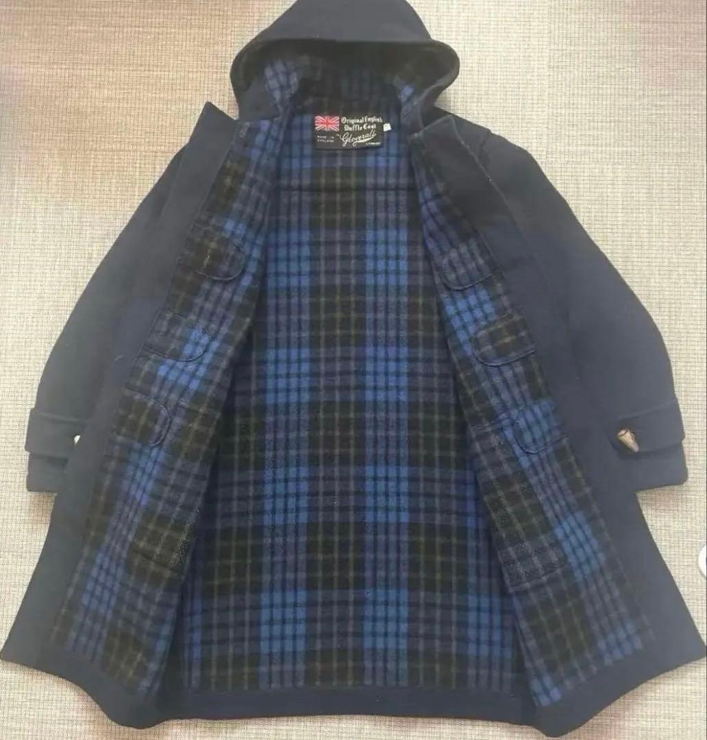 ※90s 英国製 Gloverall ダッフルコート ロング丈 裏地チェック柄