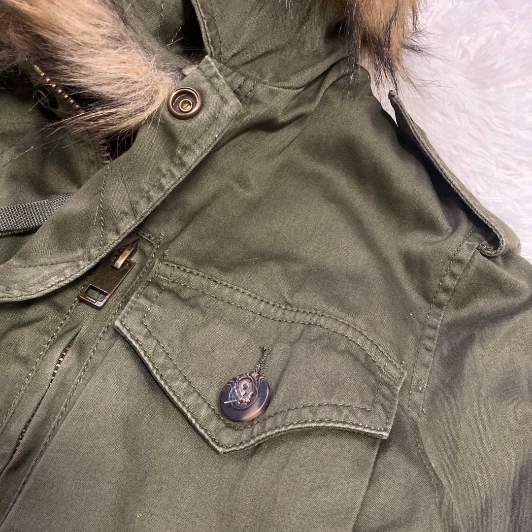 DIESEL ファー付きブルゾン カーキ F モッズ ミリタリー オシャレ