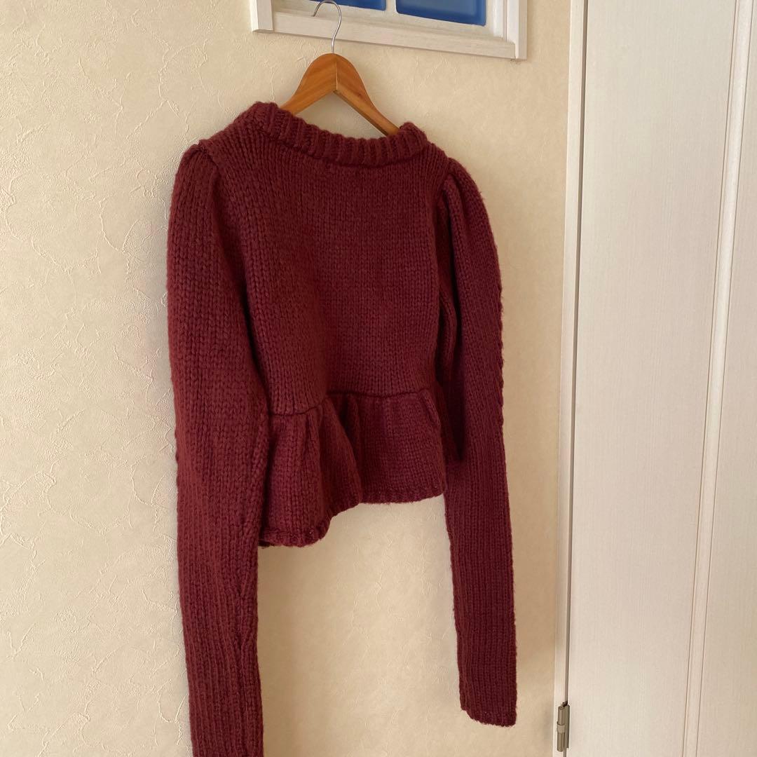 トップス andqual gold button puff sleeeve knit