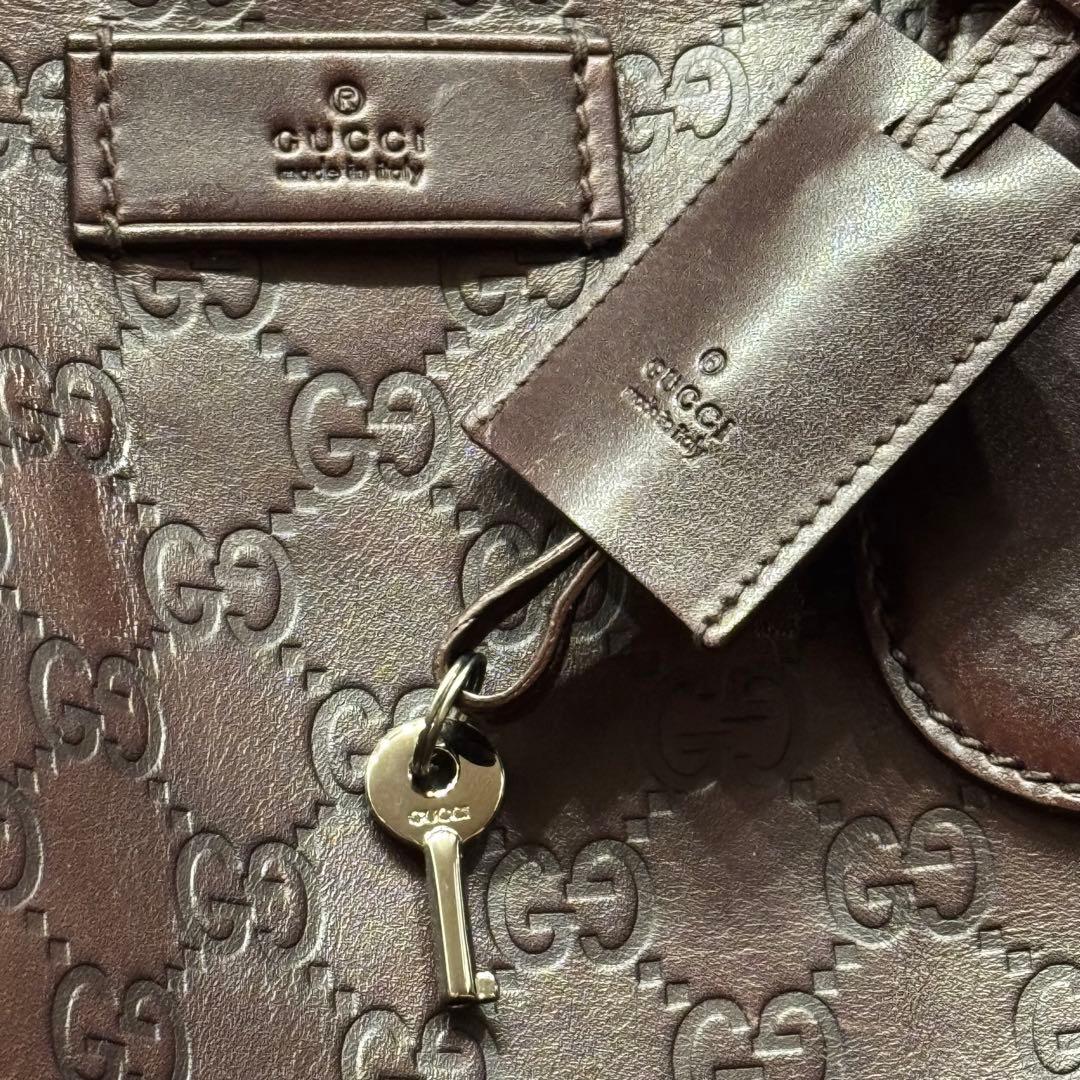レア美品✧GUCCI ボストンバッグ 本革オールシマレザー 大容量34L鍵付