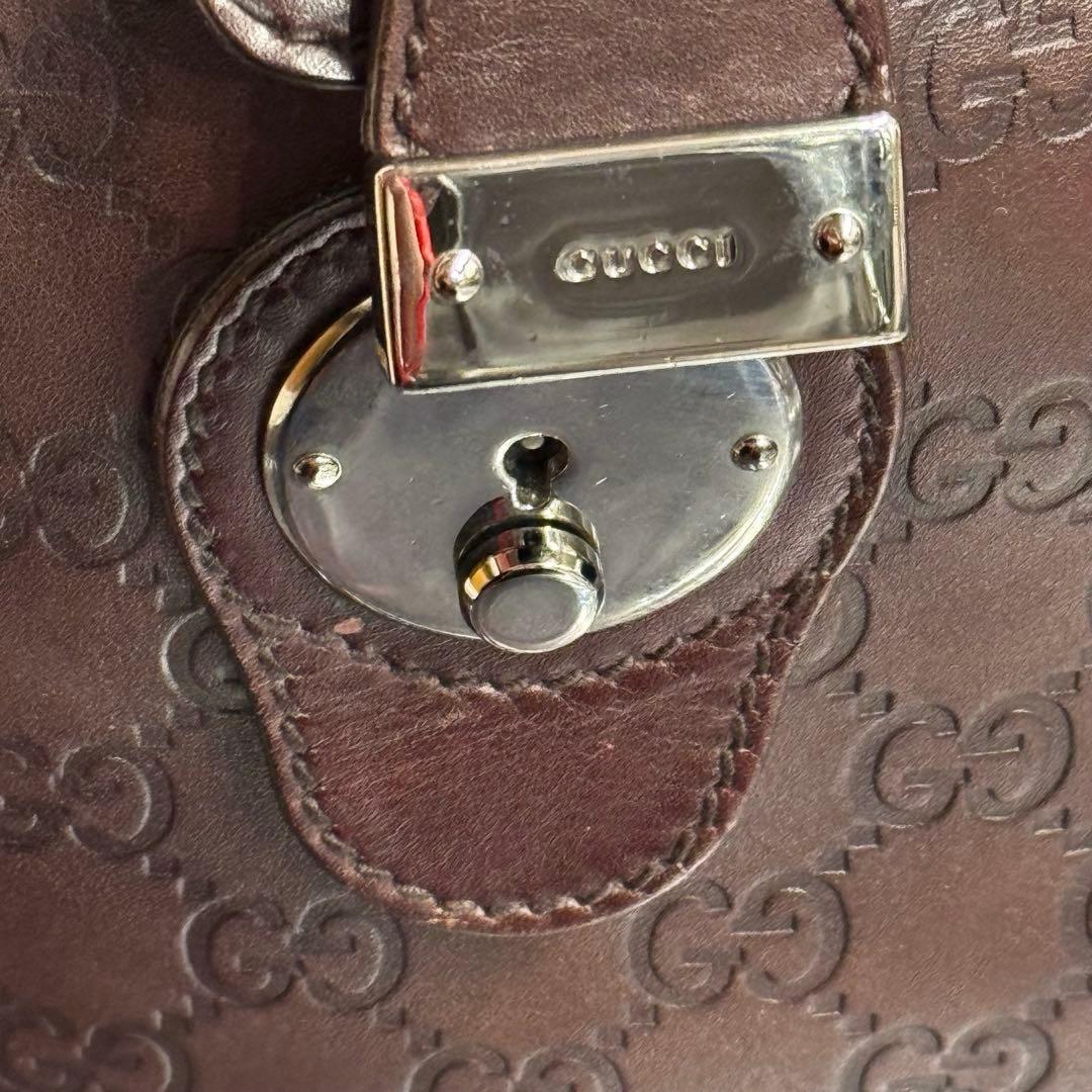レア美品✧GUCCI ボストンバッグ 本革オールシマレザー 大容量34L鍵付