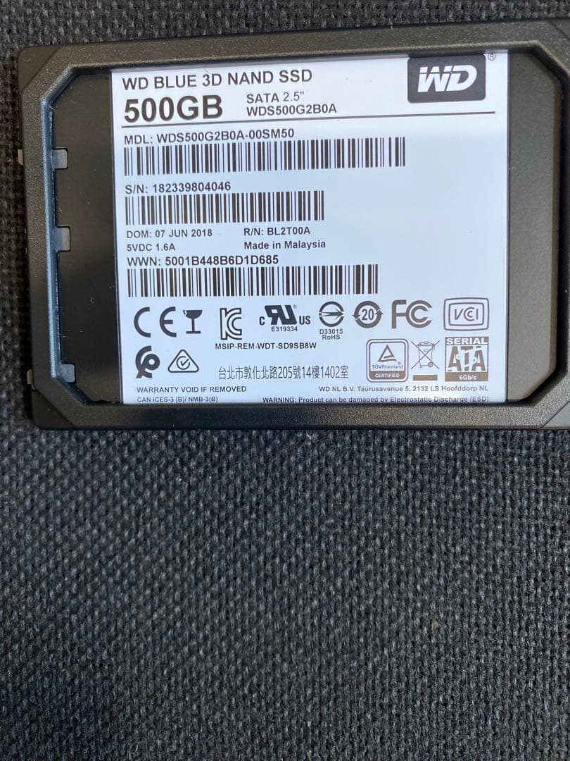 内蔵型SSD WD Blue 500GB 3D NAND SATA SSD