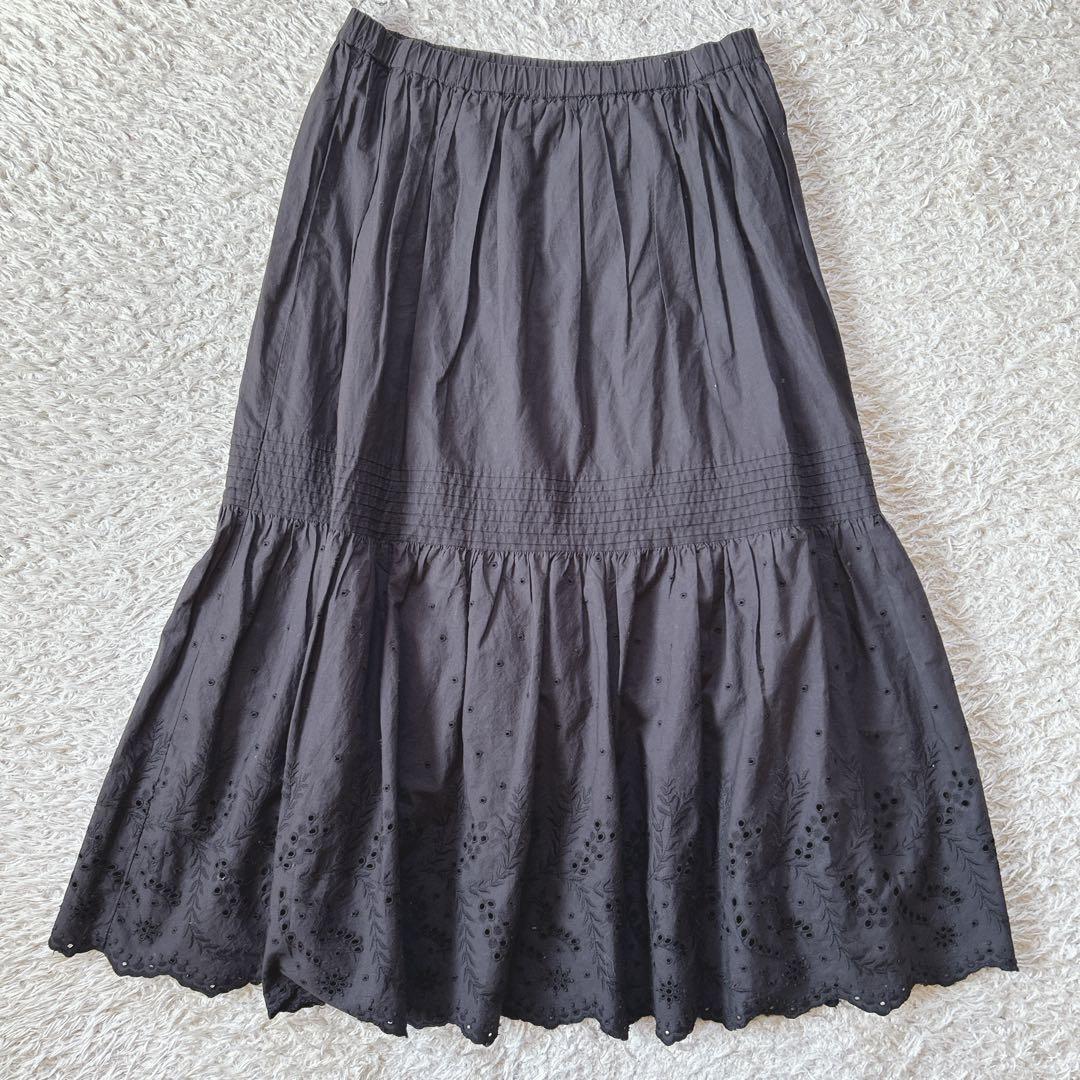 Spick&Span♦︎エンブロイダリーレーススカート　ブラック
