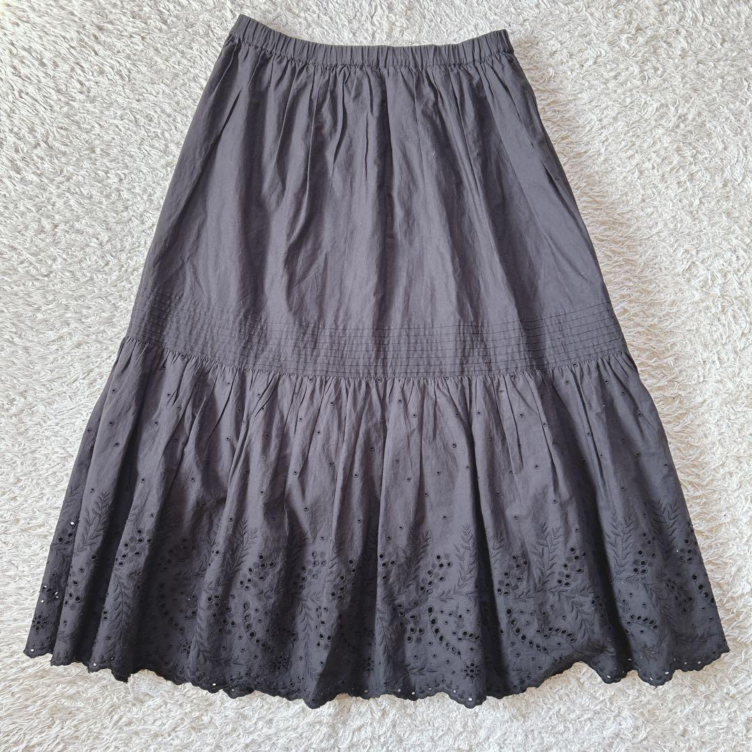 Spick&Span♦︎エンブロイダリーレーススカート　ブラック