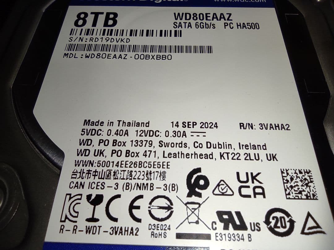 ジャンク HDD WD Blue 8TB Red 4TB