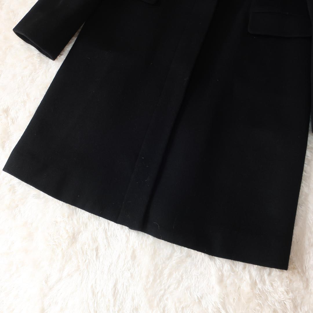 【タグ付き】クイーンズコート ロングコート フォックスファー カシミヤ混 黒 M