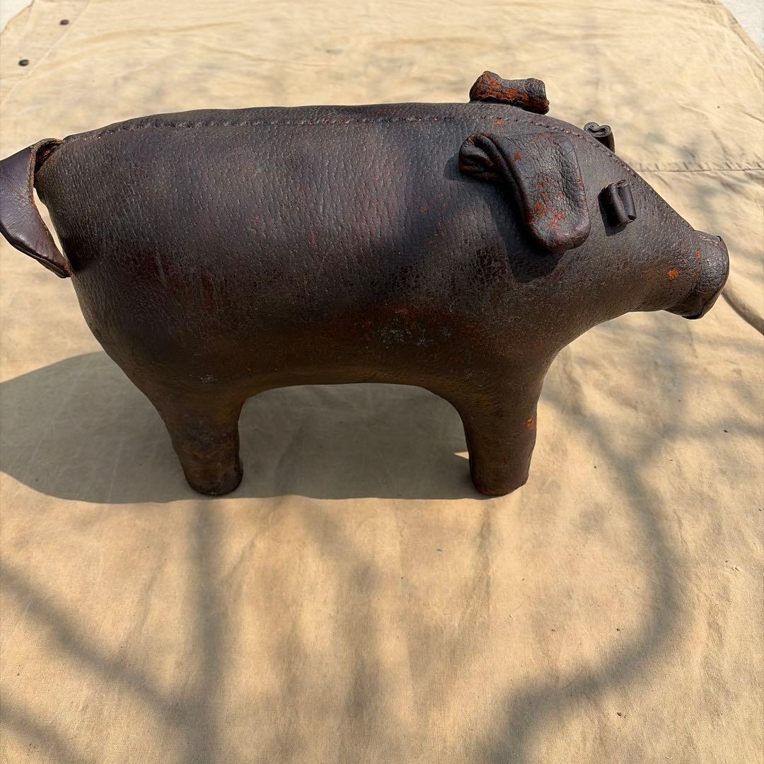 ば*ぃ様 60s〜OMERSA？レザーフットスツールpigヴィンテージインダスト