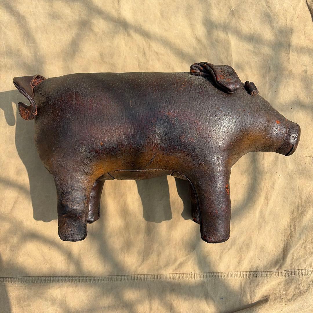 ば*ぃ様 60s〜OMERSA？レザーフットスツールpigヴィンテージインダスト