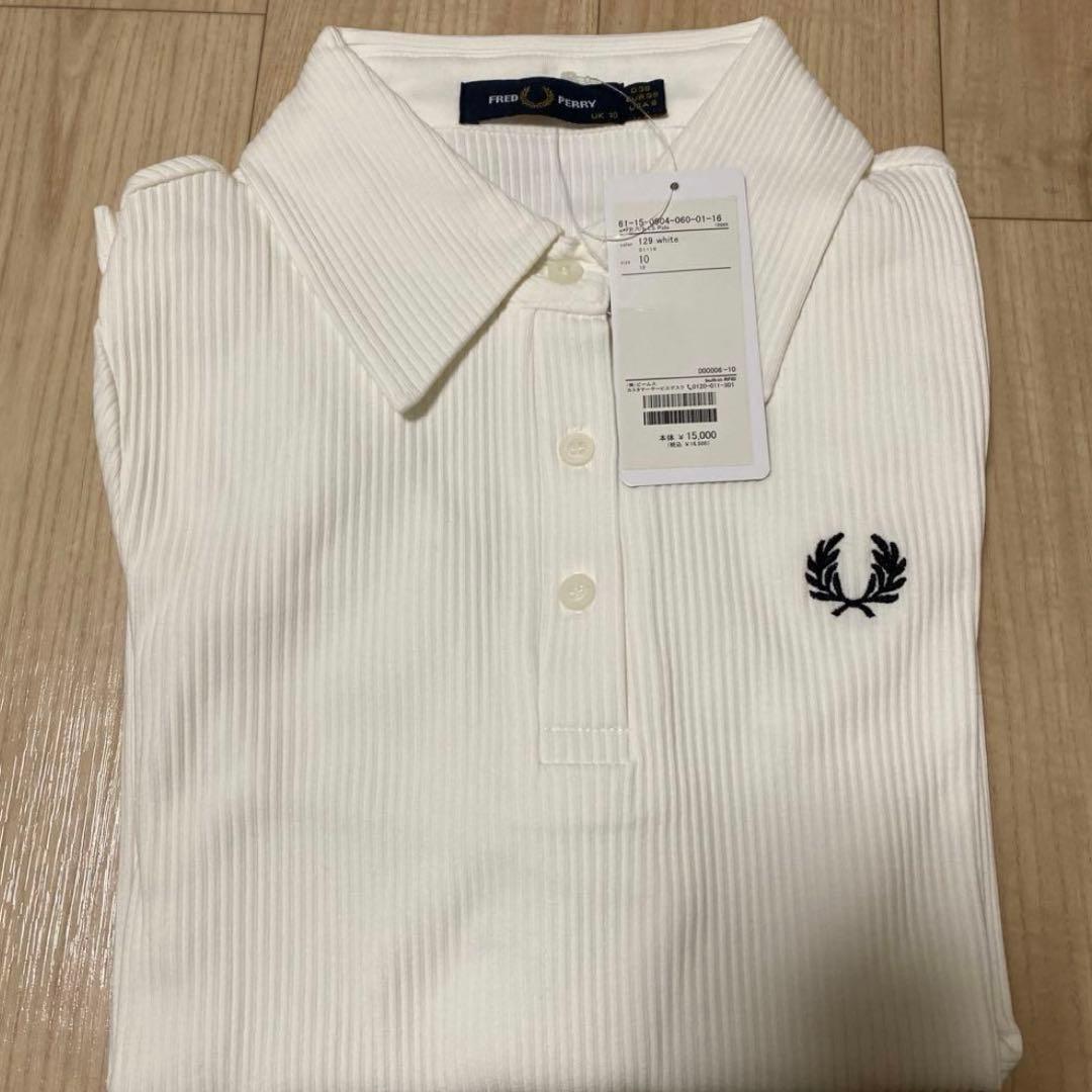 FRED PERRY ロングスリーブ リブ ポロシャツ ホワイト 白