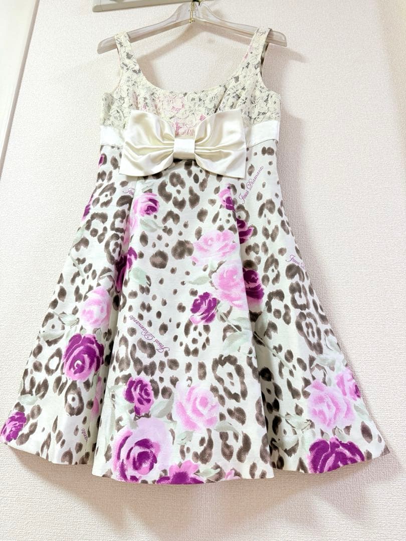 ジーザスディアマンテ　リボンワンピース　豹薔薇柄　姫系姫ギャル　y2k ロリータ