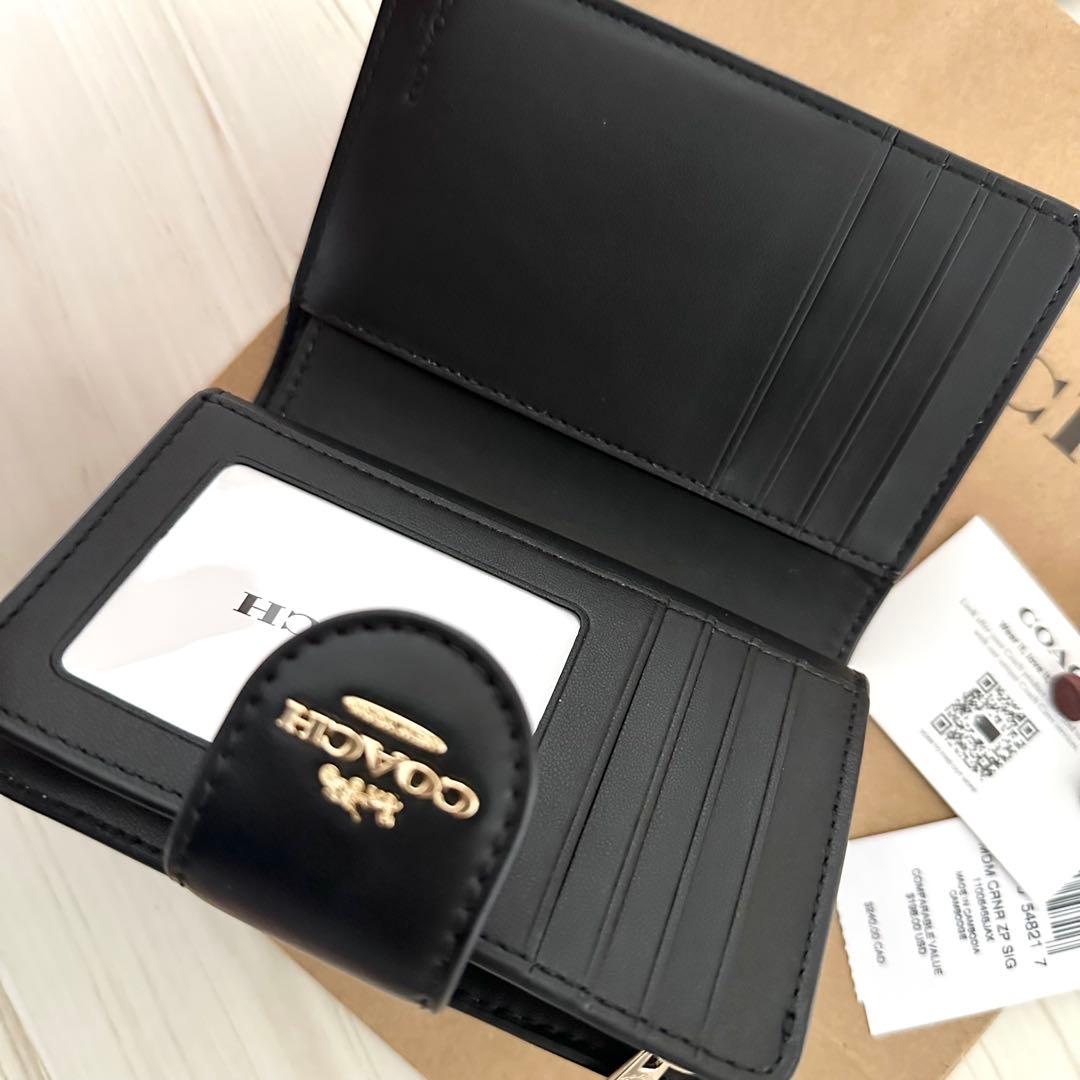 ★ 新品　COACH　コーチ 財布 折り財布　２つ折り財布 ブラック