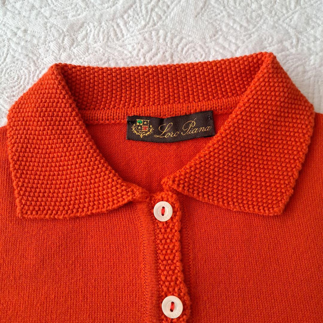 Loro Piana コットンオレンジポロシャツ 半袖 S サイズ