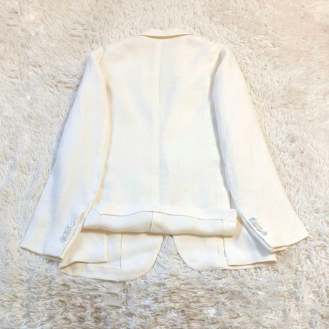 【リネン100%・美品】BEAMS F　テーラード　アイボリー　50　貝ボタン