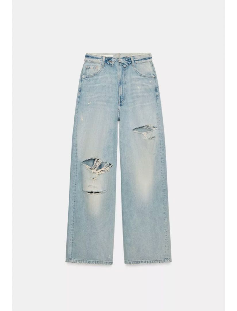 完売品⭐︎ZARA TRF ミッドライズ折り返しウエストデニムパンツ 32
