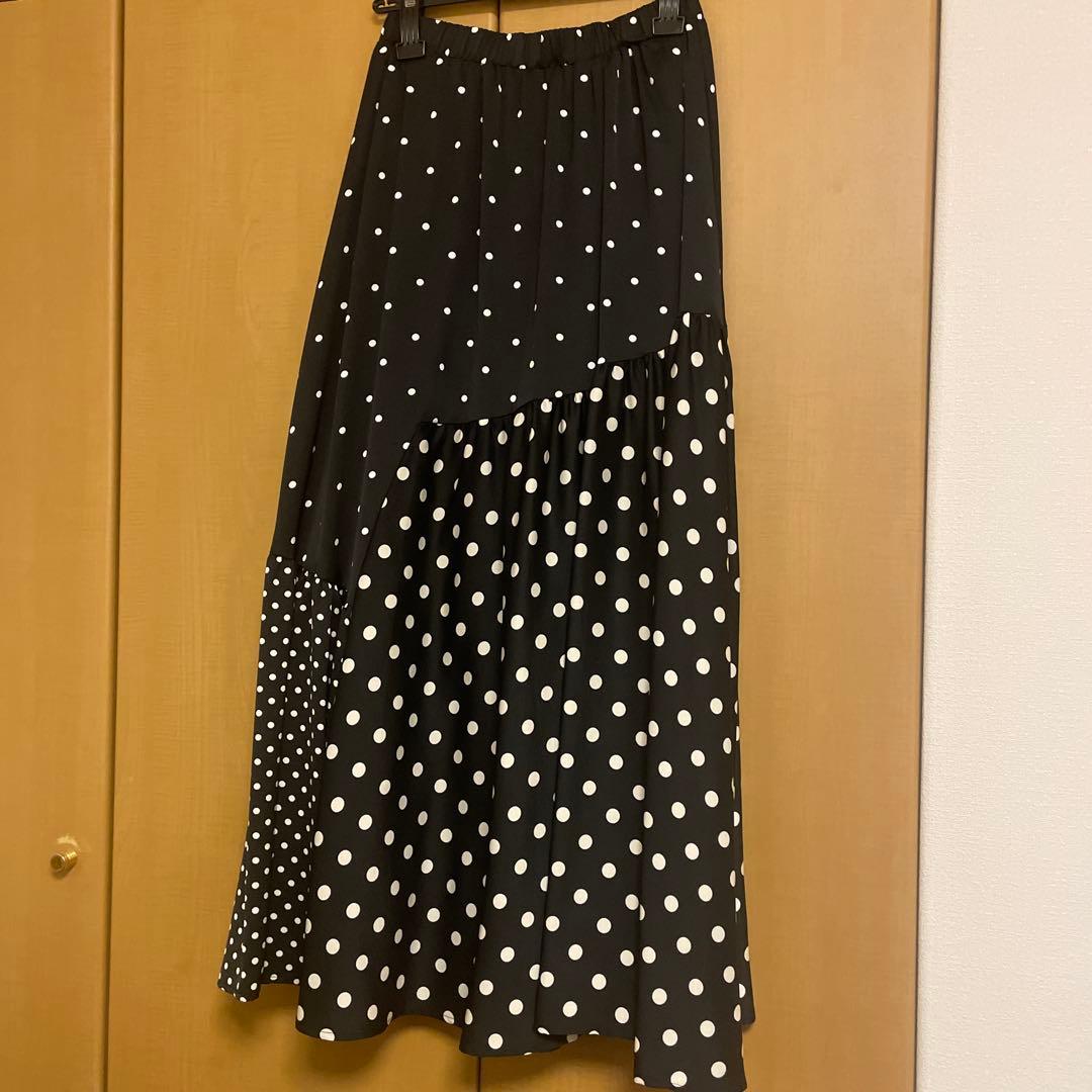 【BEARDSLEY】未使用タグ付　ドットパッチワークロングスカート