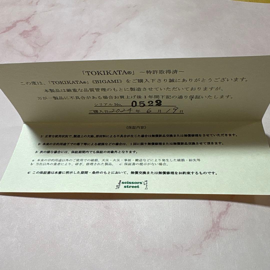 試し切りのみ TOKIKATA BIGAMI ビガミ 付属品あり