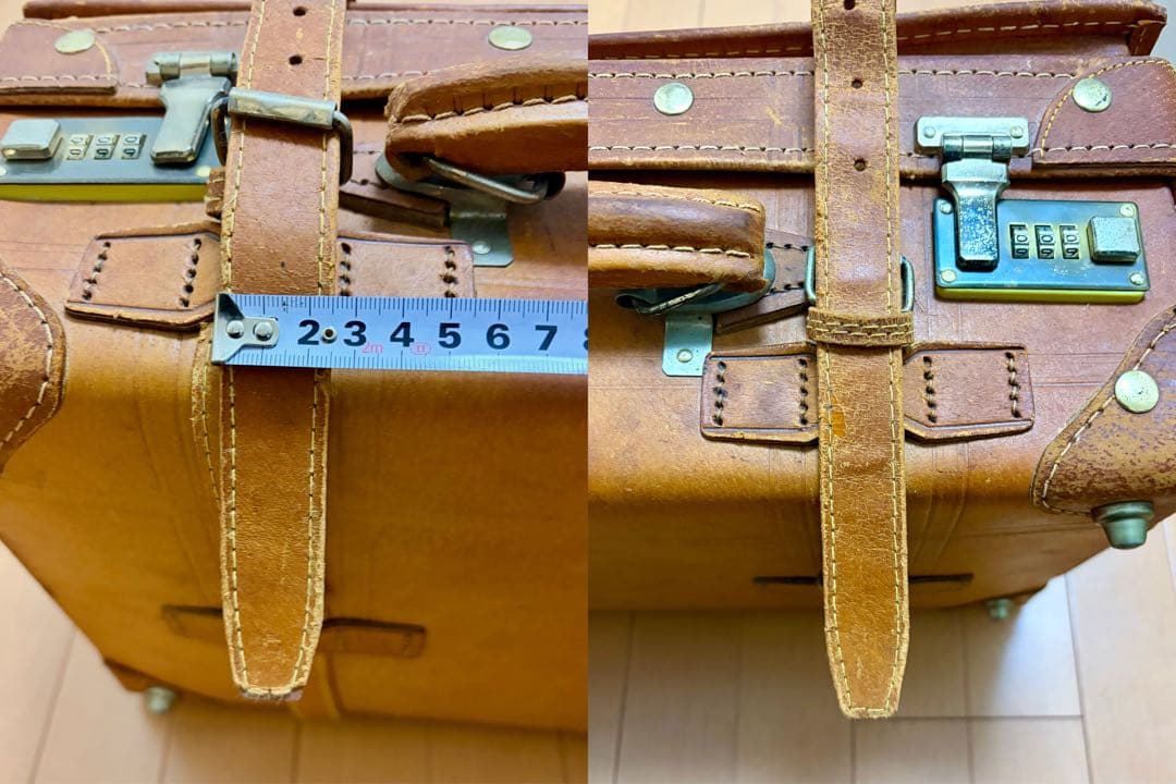 【レア】革製トランクケース アンティーク　ヴィンテージスタイル 鍵付