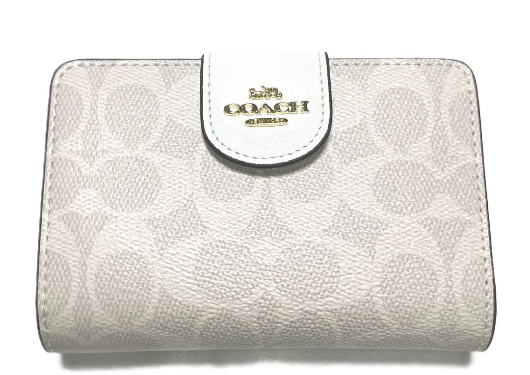 新品未使用タグ付 COACH コーチ 二つ折り財布 C0082 白 チョーク