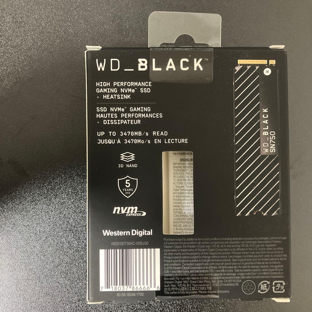 WD_BLACK SN750 1TB NVMe SSD 中古品