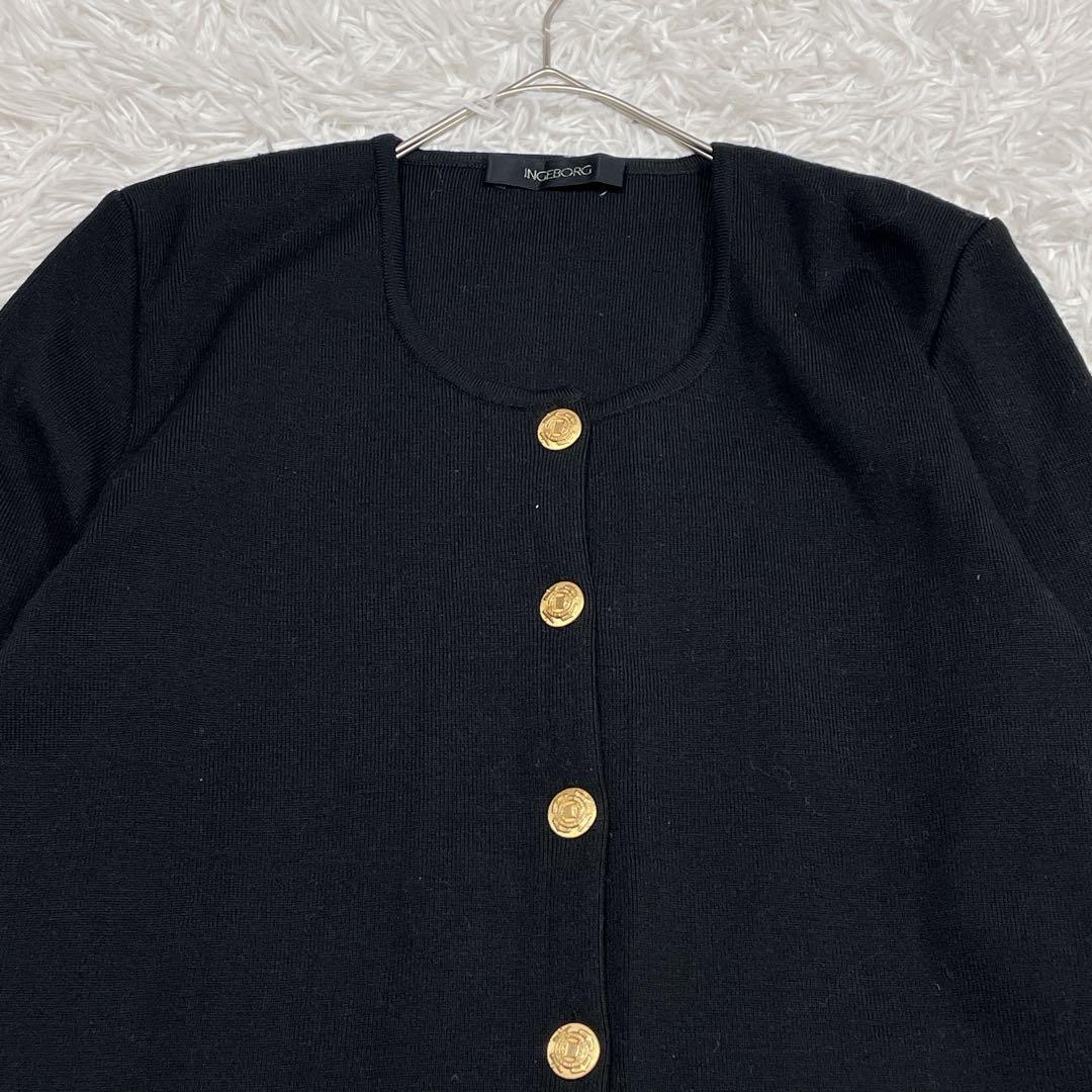 INGEBORG ピンクハウス　金ボタン　ノーカラー　ジャケット　カーディガン