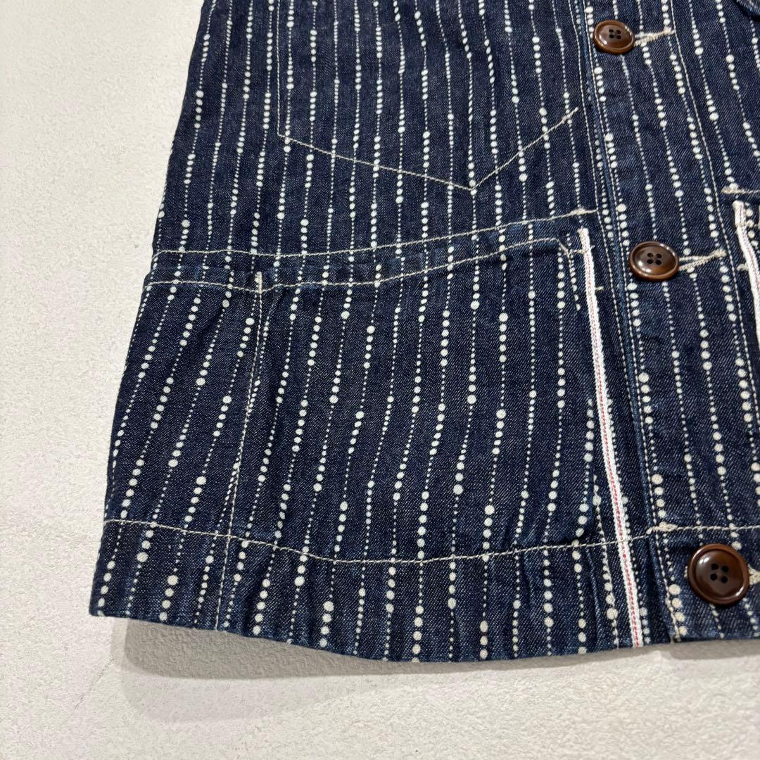 SCHOTT 濃紺 ウォバッシュ ストライプ デニム ベスト M 赤耳 ワーク