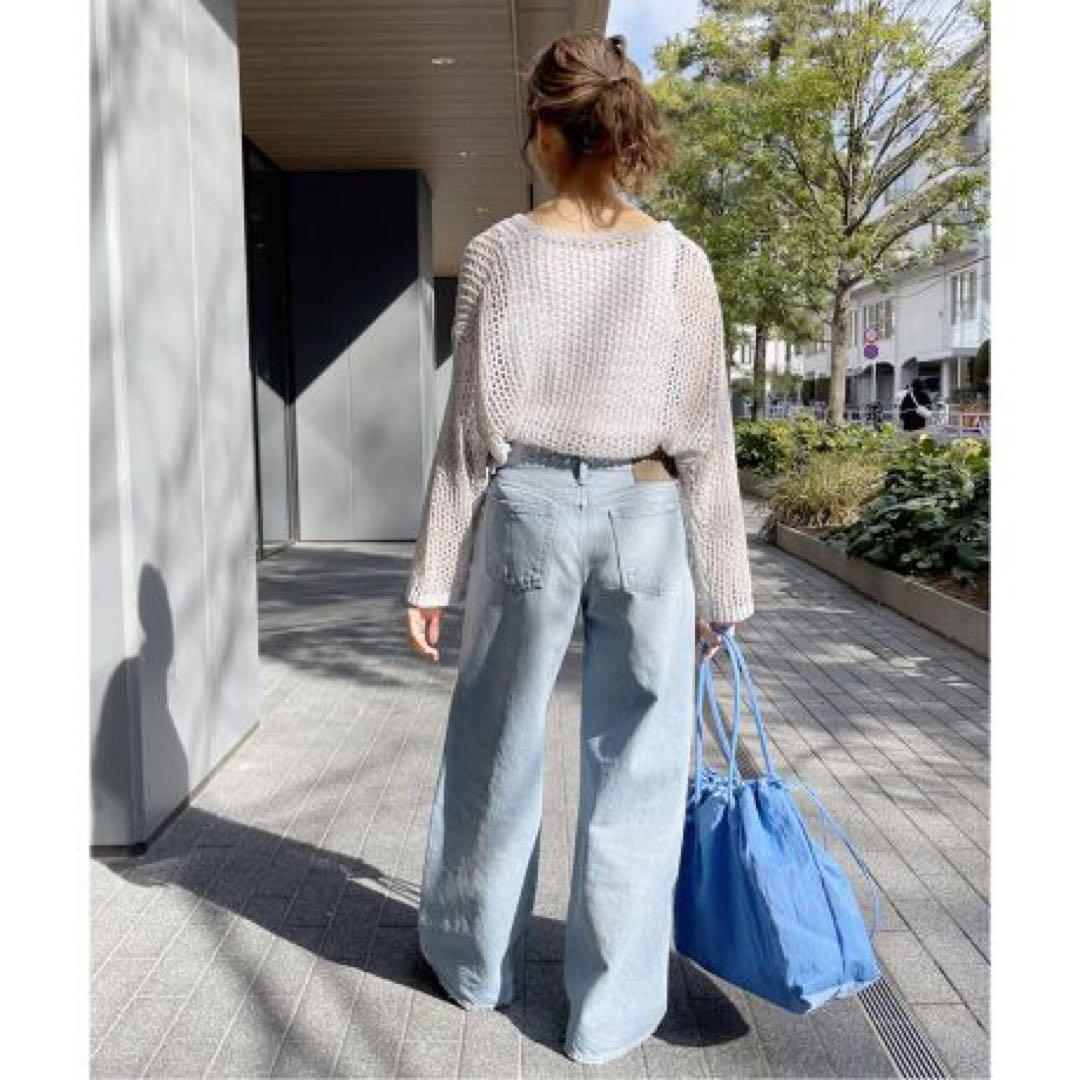 Spick and Span オーセン ローライズワイドレッグダメージデニム