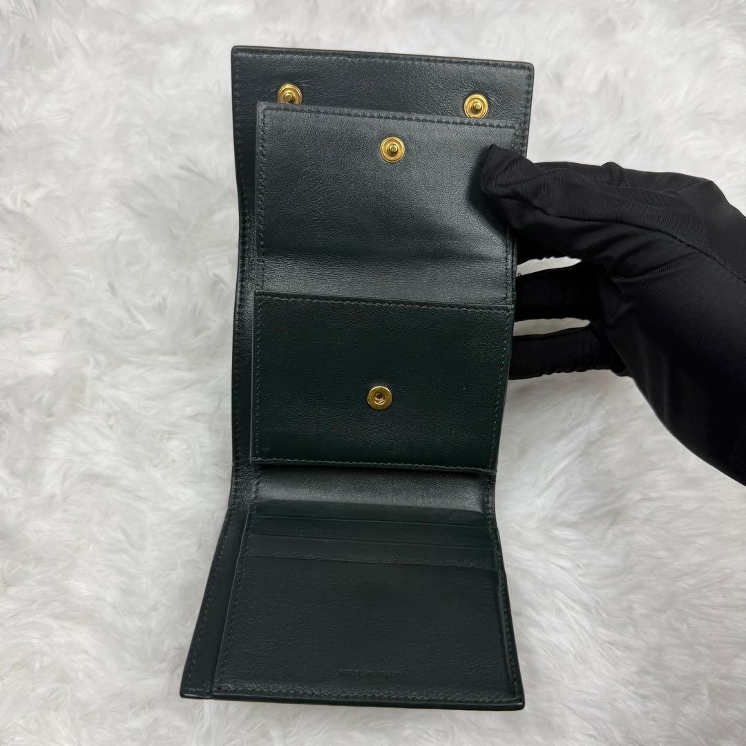 【極美品】CELINE セリーヌ 三つ折り財布 付属品完備グリーン 正規品